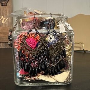 Vintage And New Earring Mystery Jewelry Jar